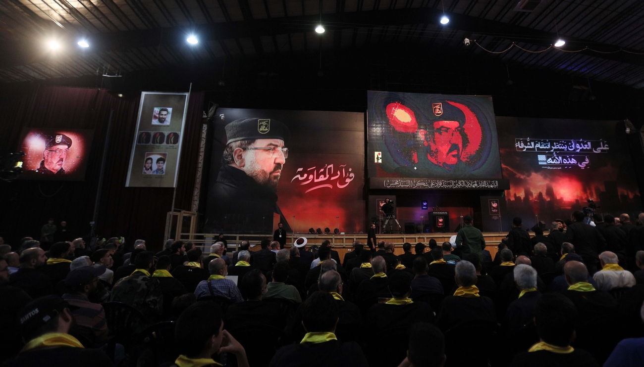 The stage at a Hezbollah rally