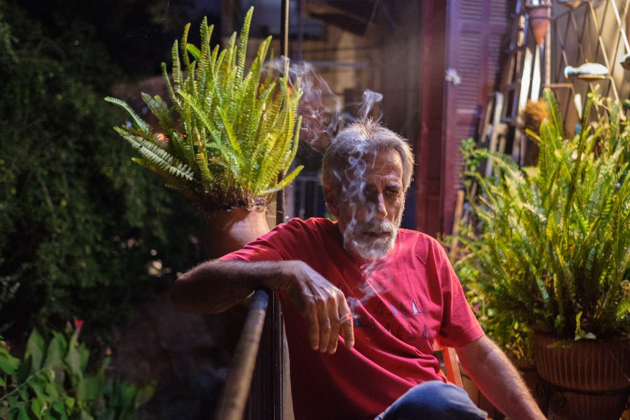 Man smokes a cigarette