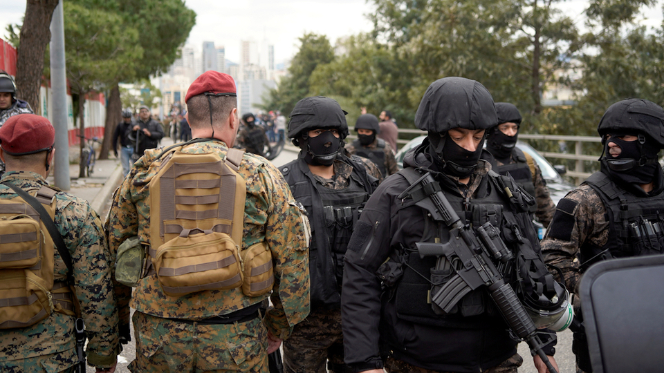 Heavy security deployment on the streets of Beirut after Parliament’s approval of the 2020 state budget is met with protests. February 11, 2020. (Mohamad Cheblak/The Public Source).